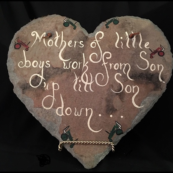 Handmade Slate Heart ‘Mother/Sons’ Sign - Picture 1 of 3